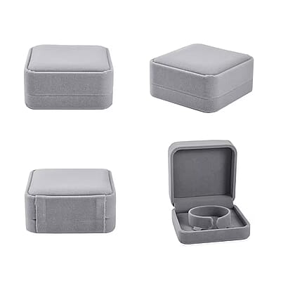 Set of 4 Gray Velvet Jewelry Box