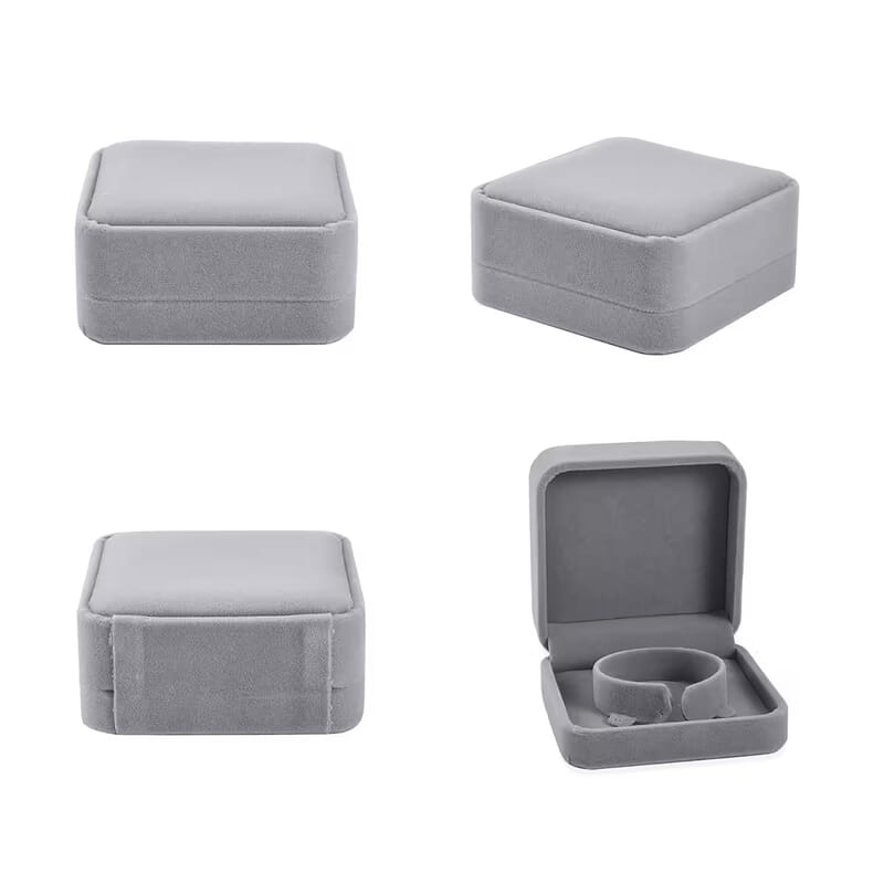 Set of 4 Gray Velvet Jewelry Box