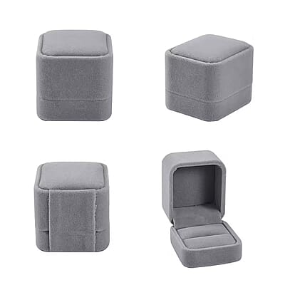 Set of 4 Gray Velvet Jewelry Box
