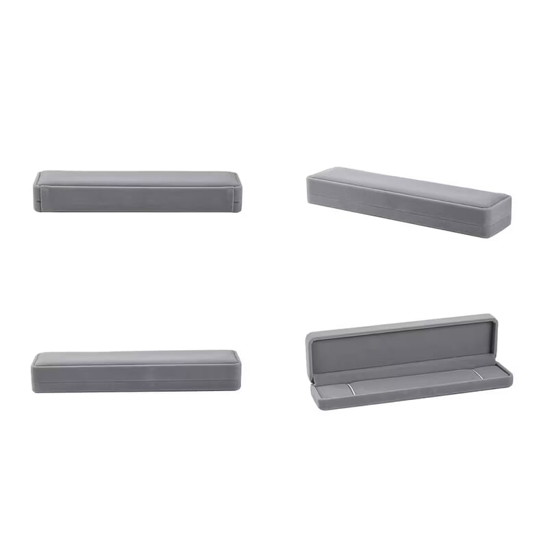 Set of 4 Gray Velvet Jewelry Box