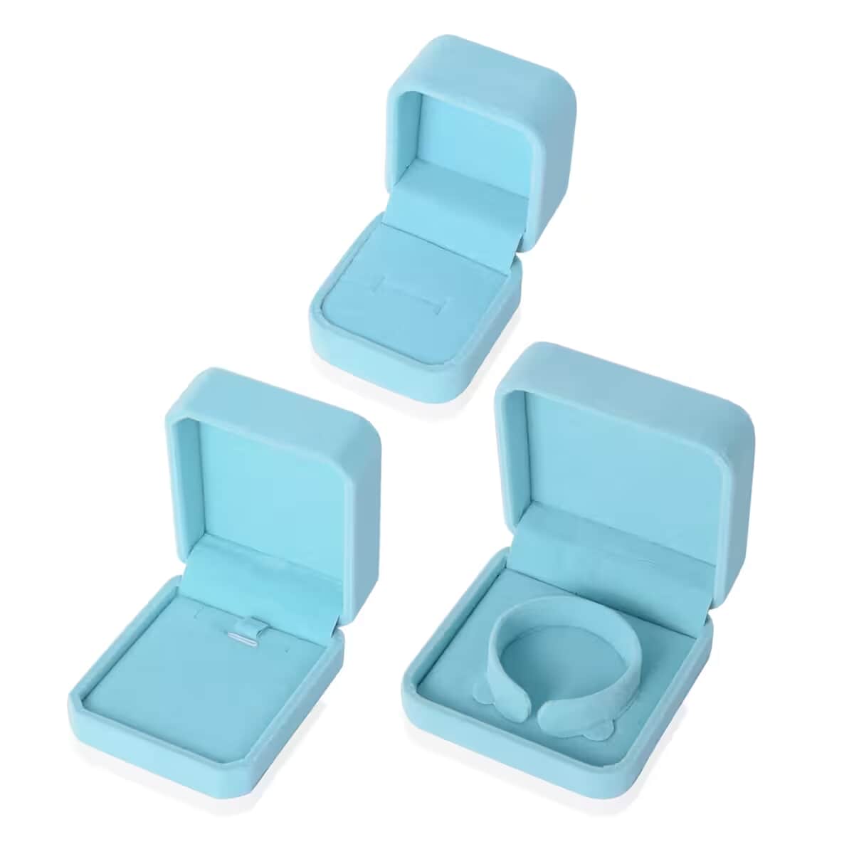 Set of 4 Sky Blue Velvet Jewelry Box image number 7