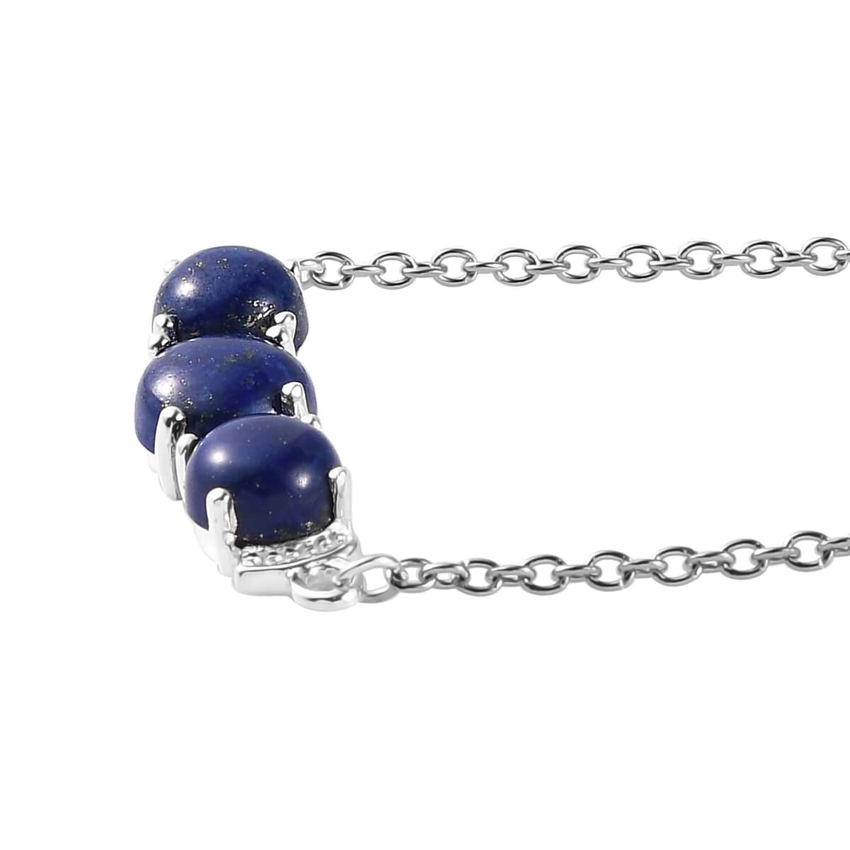 3.19 ctw Lapis Lazuli Trilogy Bar Necklace 18-20 Inch in Sterling Silver image number 5