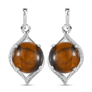 Tiger's Eye 9.00 ctw Drop Earrings in Sterling Silver