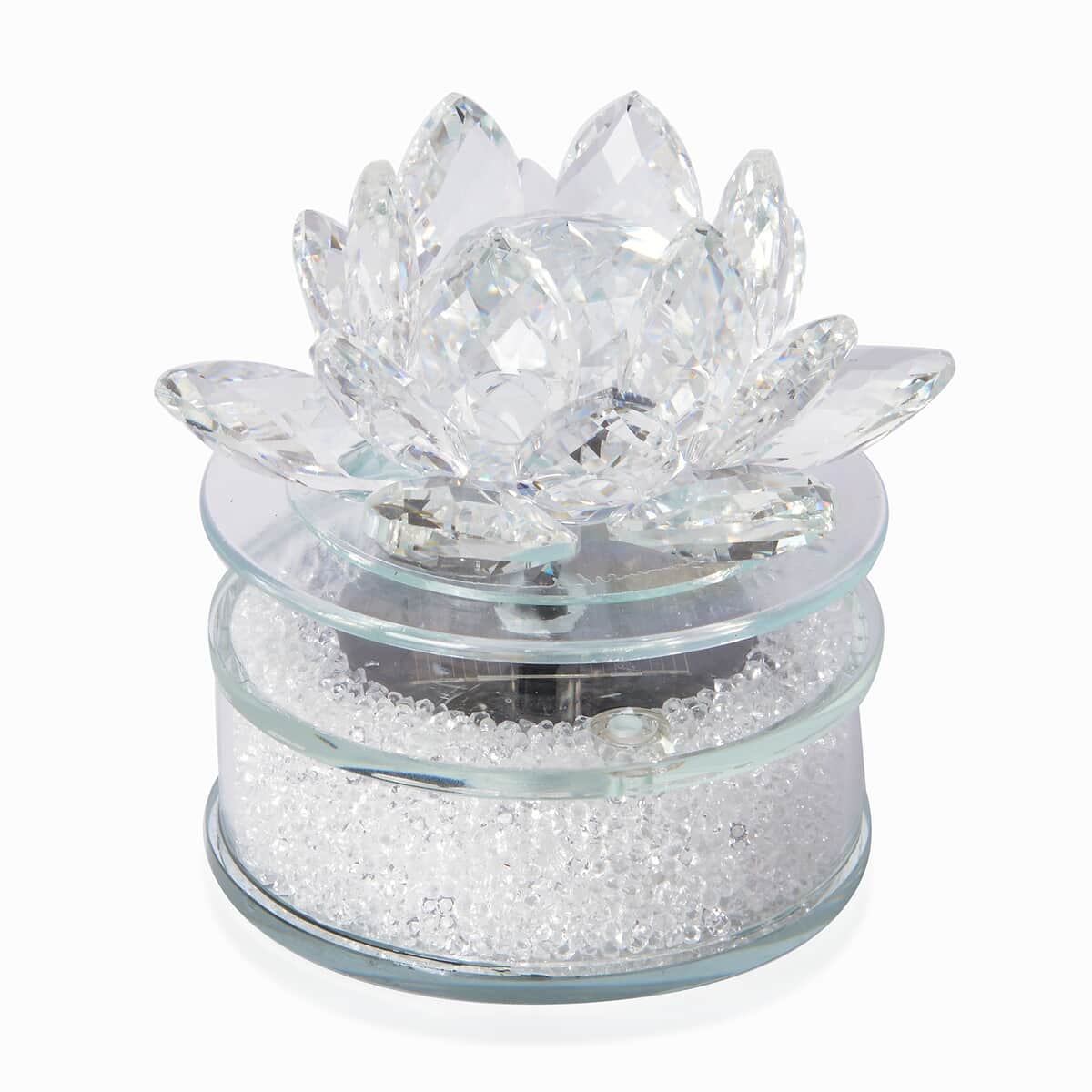 Transparent Crystal Rotating Lotus with Solar Base with Gift Box image number 0