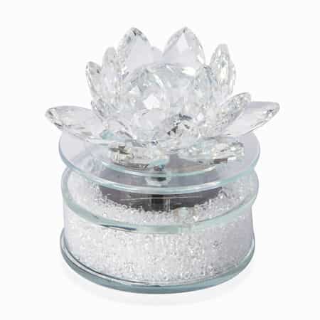 Transparent Crystal Rotating Lotus with Solar Base with Gift Box image number 0