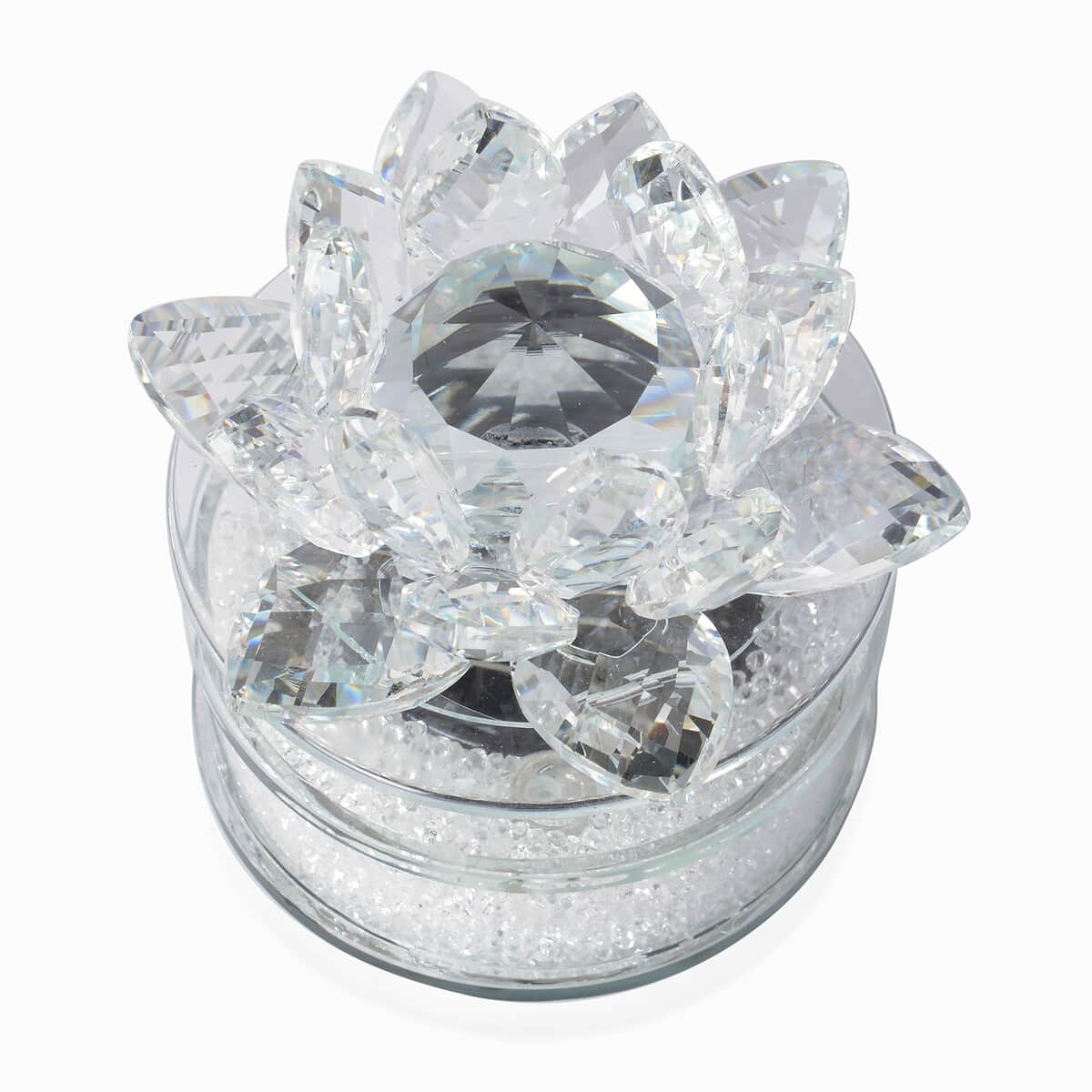 Transparent Crystal Rotating Lotus with Solar Base with Gift Box image number 1