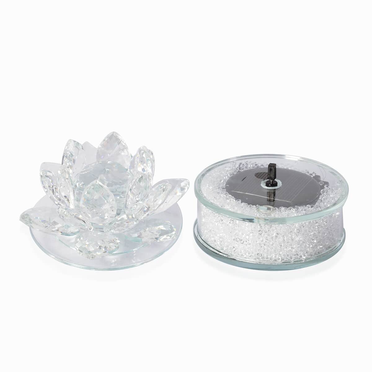 Transparent Crystal Rotating Lotus with Solar Base with Gift Box image number 2