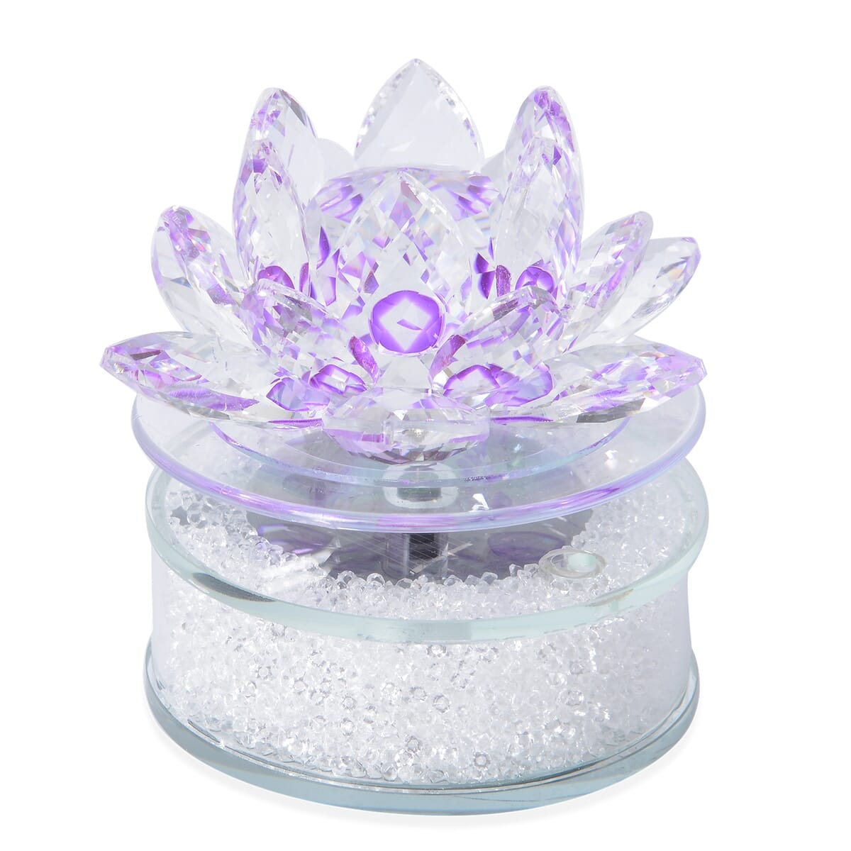 Purple Crystal Rotating Lotus with Solar Base with Gift Box image number 0