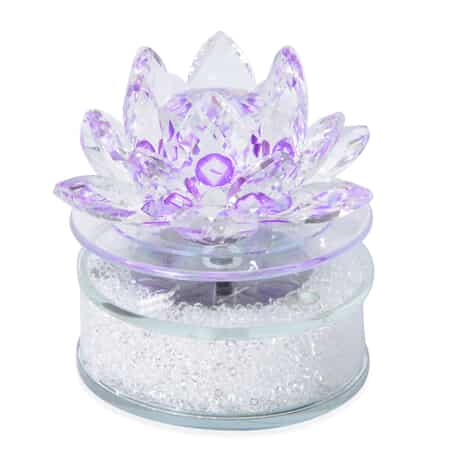 Purple Crystal Rotating Lotus with Solar Base with Gift Box image number 0