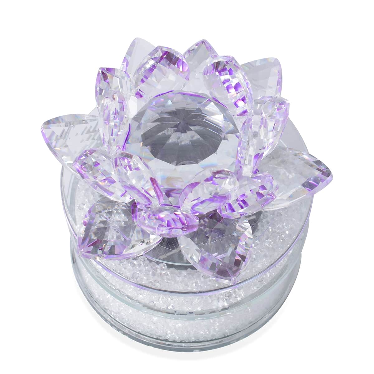 Purple Crystal Rotating Lotus with Solar Base with Gift Box image number 1