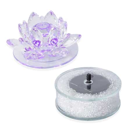 Purple Crystal Rotating Lotus with Solar Base with Gift Box image number 2