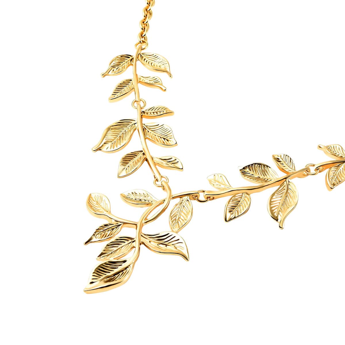 Leaf Earrings and Necklace 22 Inches in Goldtone image number 2
