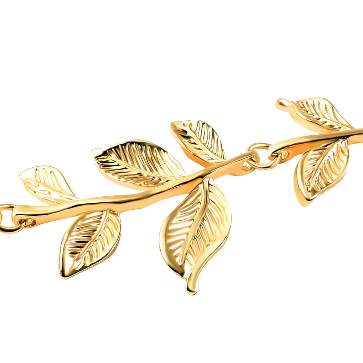 Leaf Earrings and Necklace 22 Inches in Goldtone image number 3