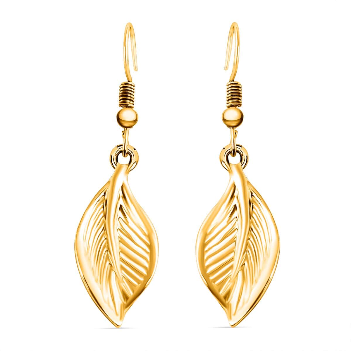 Leaf Earrings and Necklace 22-25 Inches in Goldtone image number 5