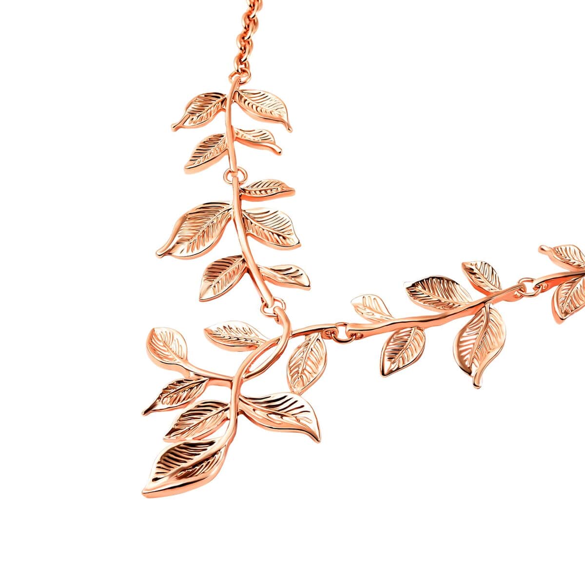 Leaf Earrings and Necklace 22-23 Inches in Rosetone image number 2