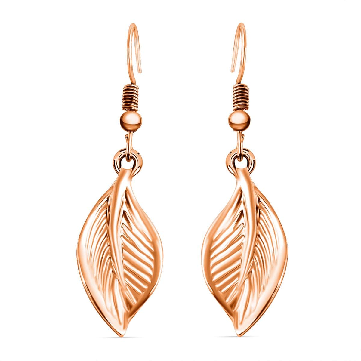 Leaf Earrings and Necklace 22-23 Inches in Rosetone image number 5