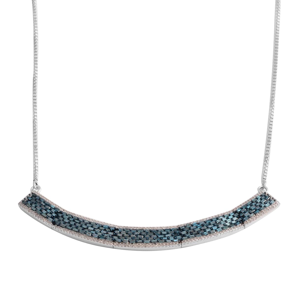 Blue Diamond and Diamond 3.10 ctw Adjustable Necklace in Sterling Silver 22 Inches image number 0