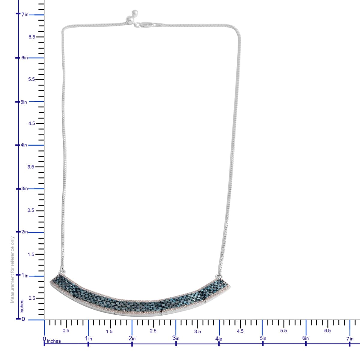 Blue Diamond and Diamond 3.10 ctw Adjustable Necklace in Sterling Silver 22 Inches image number 4