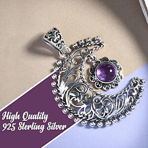 Amethyst Pendant, Sun and Moon Pendant, Celestial Pendant, Artisan Crafted Pendant, Sterling Silver Pendant 1.50 ctw