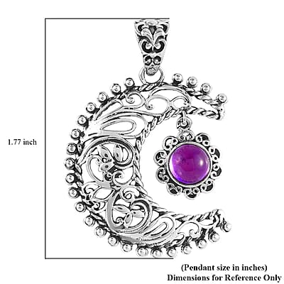 Amethyst Pendant, Sun and Moon Pendant, Celestial Pendant, Artisan Crafted Pendant, Sterling Silver Pendant 1.50 ctw