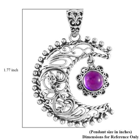 Amethyst Pendant, Sun and Moon Pendant, Celestial Pendant, Artisan Crafted Pendant, Sterling Silver Pendant 1.50 ctw image number 7