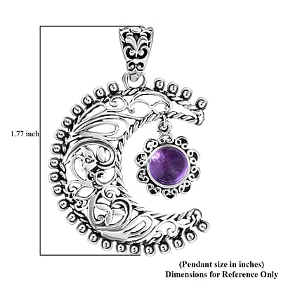 Amethyst Pendant, Sun and Moon Pendant, Celestial Pendant, Artisan Crafted Pendant, Sterling Silver Pendant 1.50 ctw