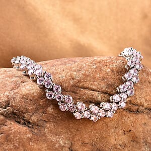 Simulated Pink Diamond Bracelet in Silvertone, Simulated Diamond Gifts For Her (7.25 In)
