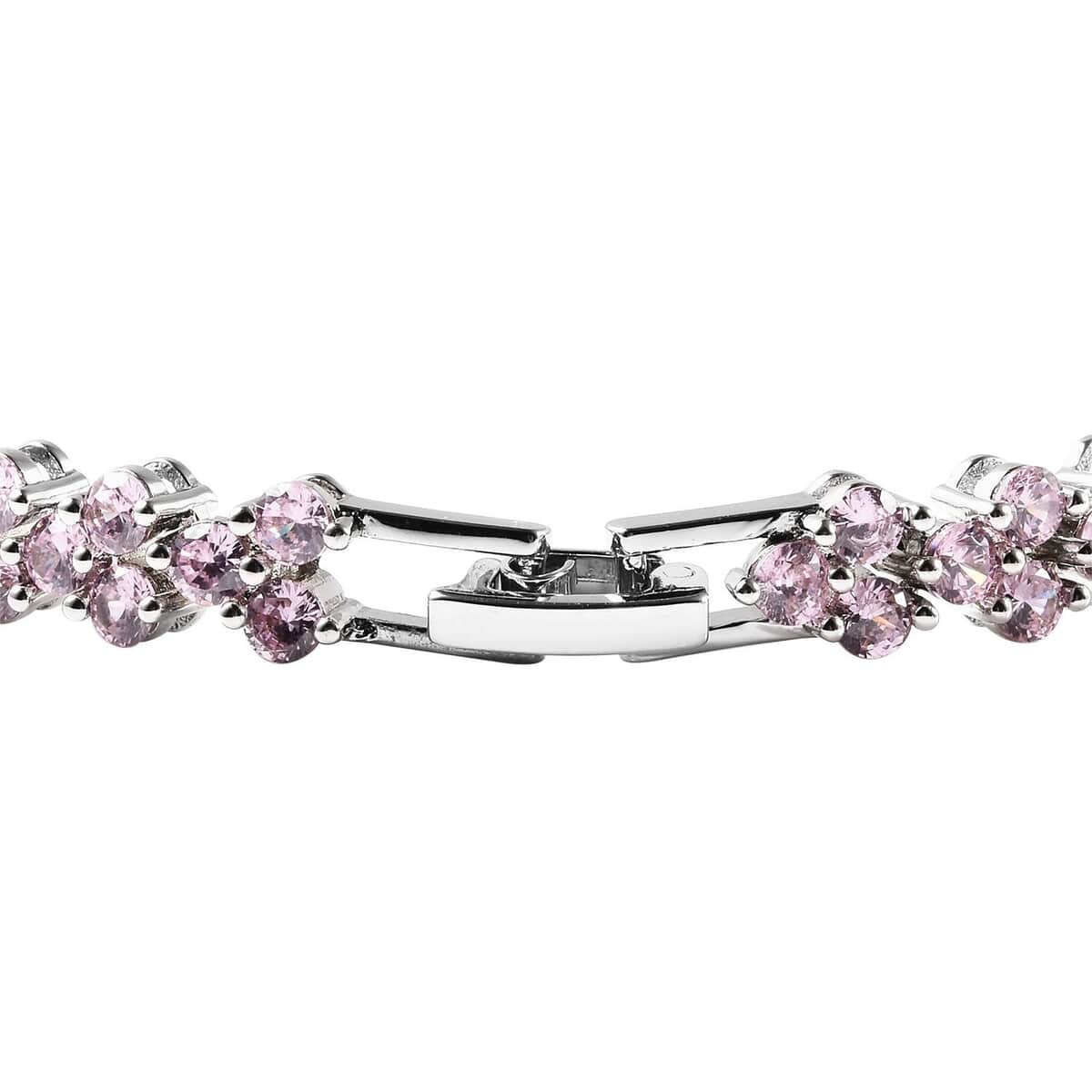 Simulated Pink Diamond Bracelet in Silvertone, Simulated Diamond Gifts For Her (7.25 In) 11.75 ctw image number 2