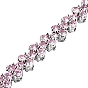 Simulated Pink Diamond Bracelet in Silvertone, Simulated Diamond Gifts For Her (7.25 In)