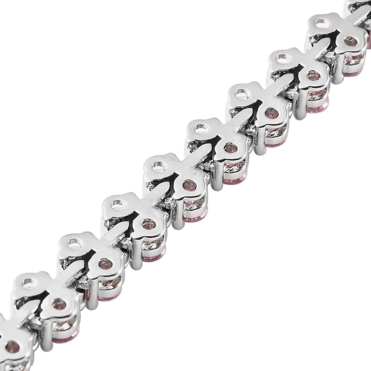 Simulated Pink Diamond Bracelet in Silvertone, Simulated Diamond Gifts For Her (7.25 In) 11.75 ctw image number 4