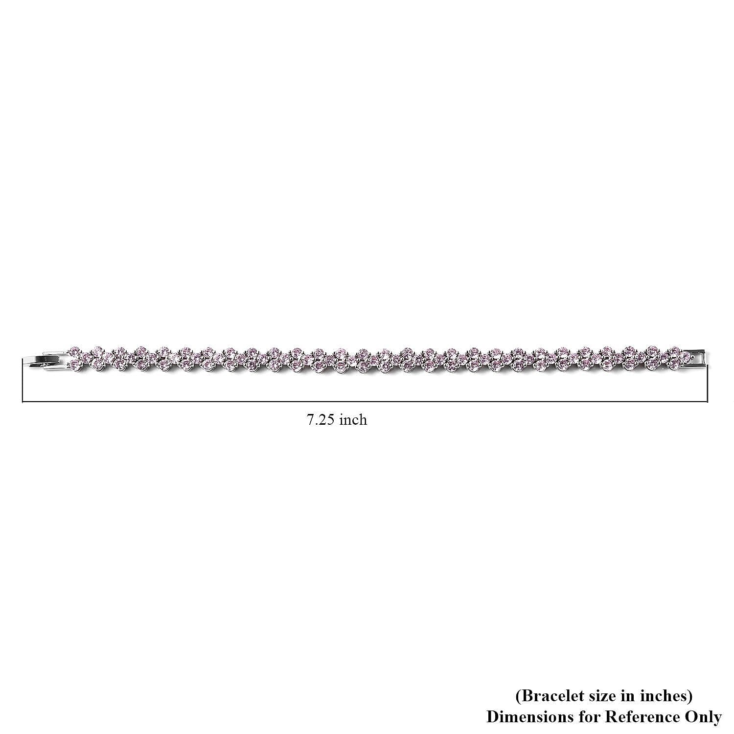 Simulated Pink Diamond Bracelet in Silvertone, Simulated Diamond Gifts For Her (7.25 In)