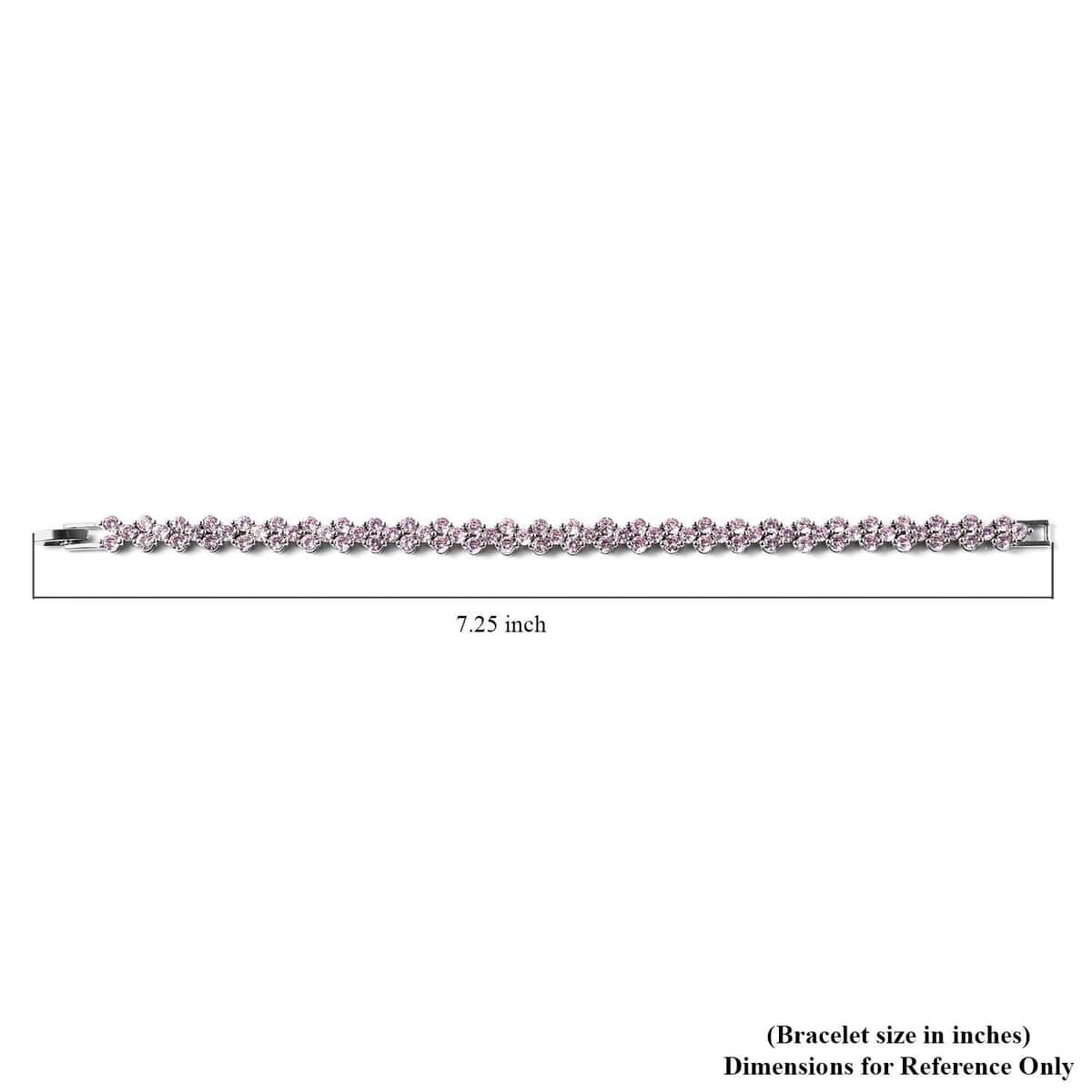 Simulated Pink Diamond Bracelet in Silvertone, Simulated Diamond Gifts For Her (7.25 In) 11.75 ctw image number 5