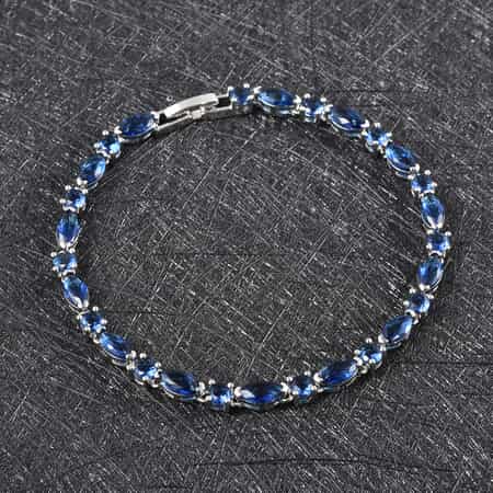 Simulated Blue Sapphire Tennis Bracelet for Women in Silvertone, Fashion Wedding Jewel (8.00 In)  image number 1