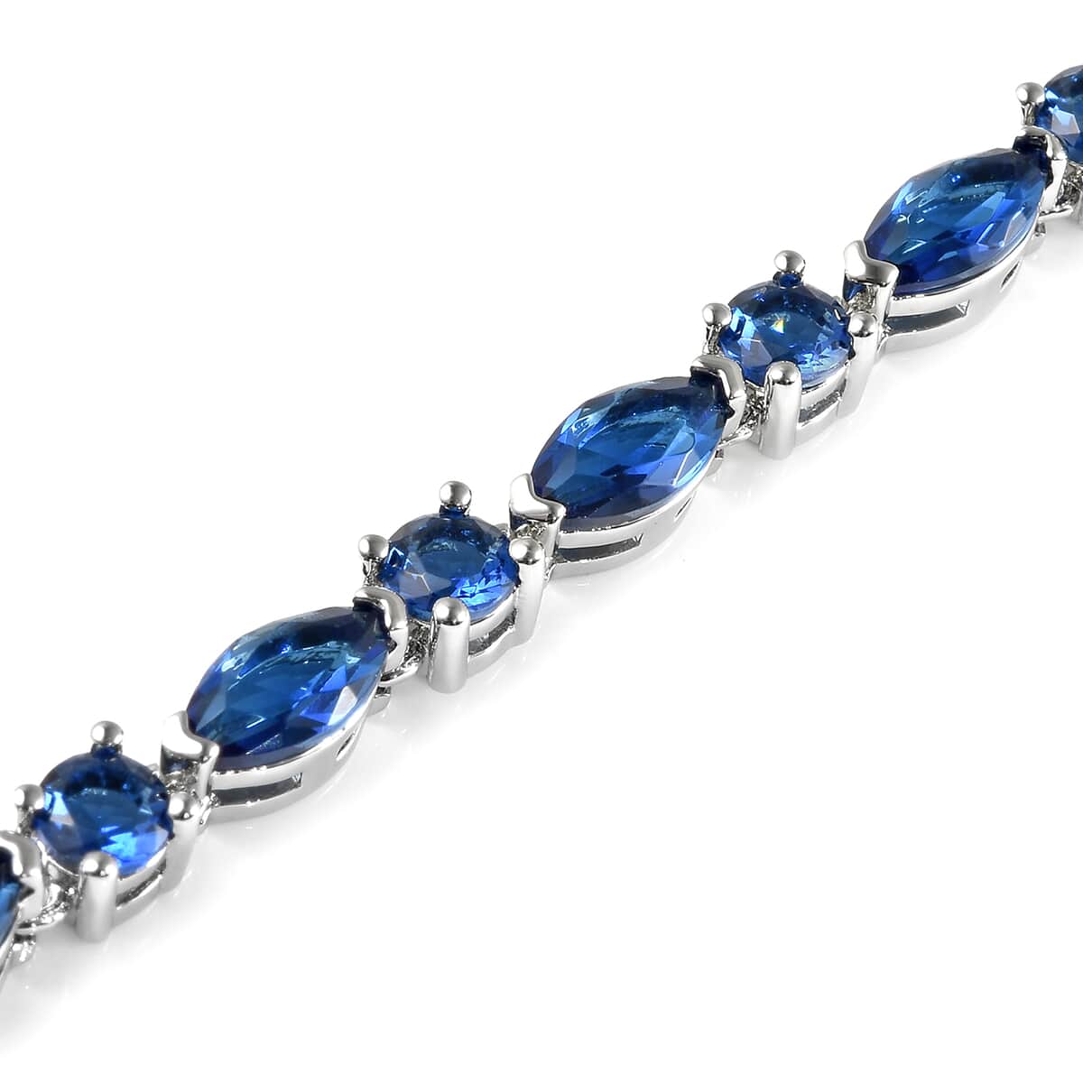 Simulated Blue Sapphire Tennis Bracelet for Women in Silvertone, Fashion Wedding Jewel (8.00 In)  image number 3