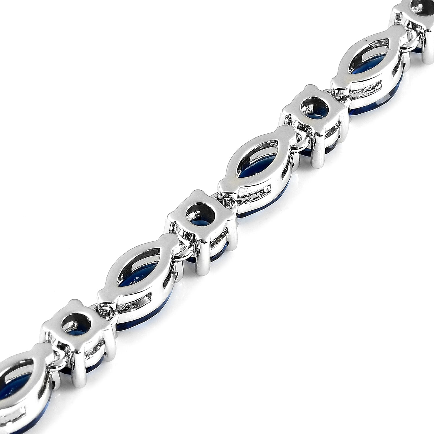 Simulated Blue Sapphire Tennis Bracelet for Women in Silvertone, Fashion Wedding Jewel (8.00 In) 