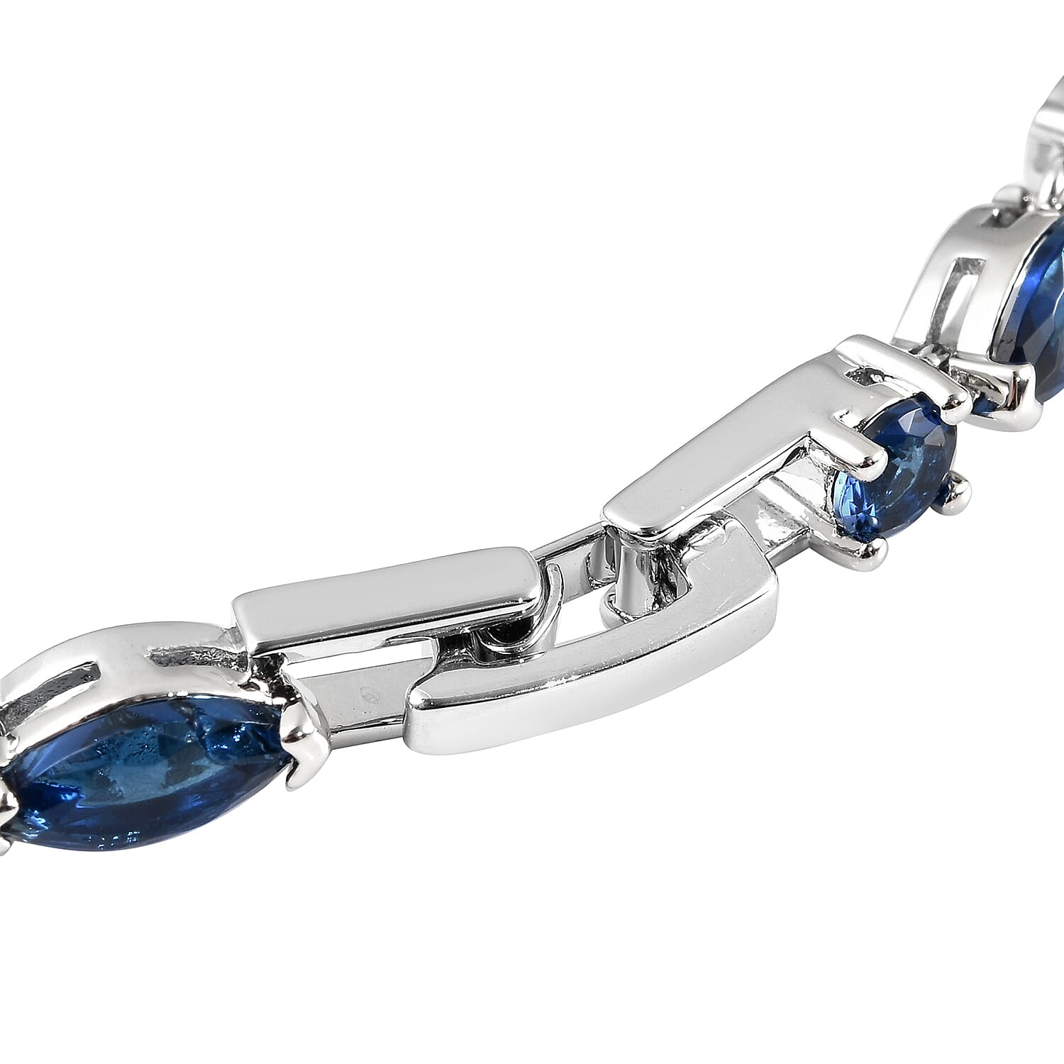 Simulated Blue Sapphire Tennis Bracelet for Women in Silvertone, Fashion Wedding Jewel (8.00 In) 