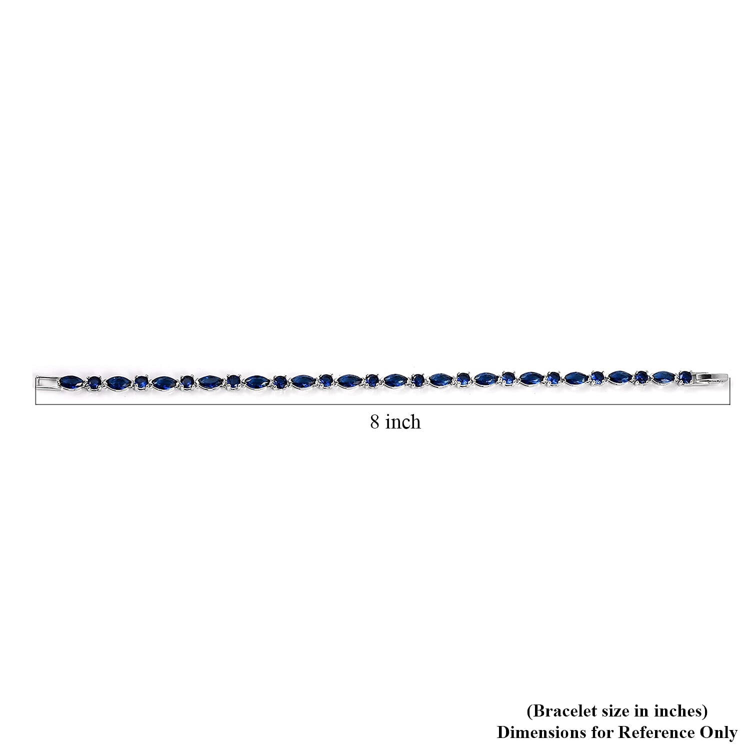 Simulated Blue Sapphire Tennis Bracelet for Women in Silvertone, Fashion Wedding Jewel (8.00 In) 