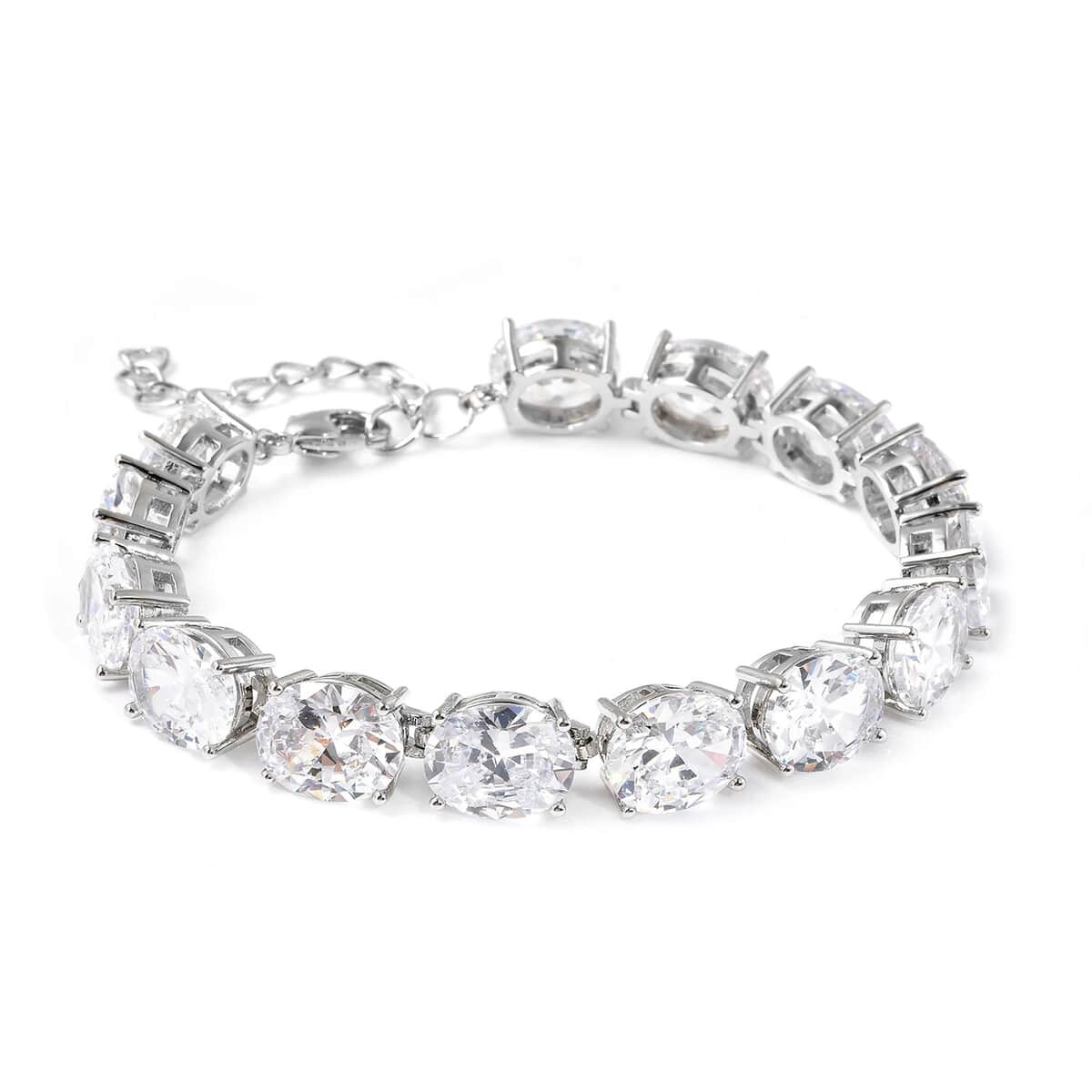 Simulated Diamond Bracelet in Silvertone (8.00 In) image number 2