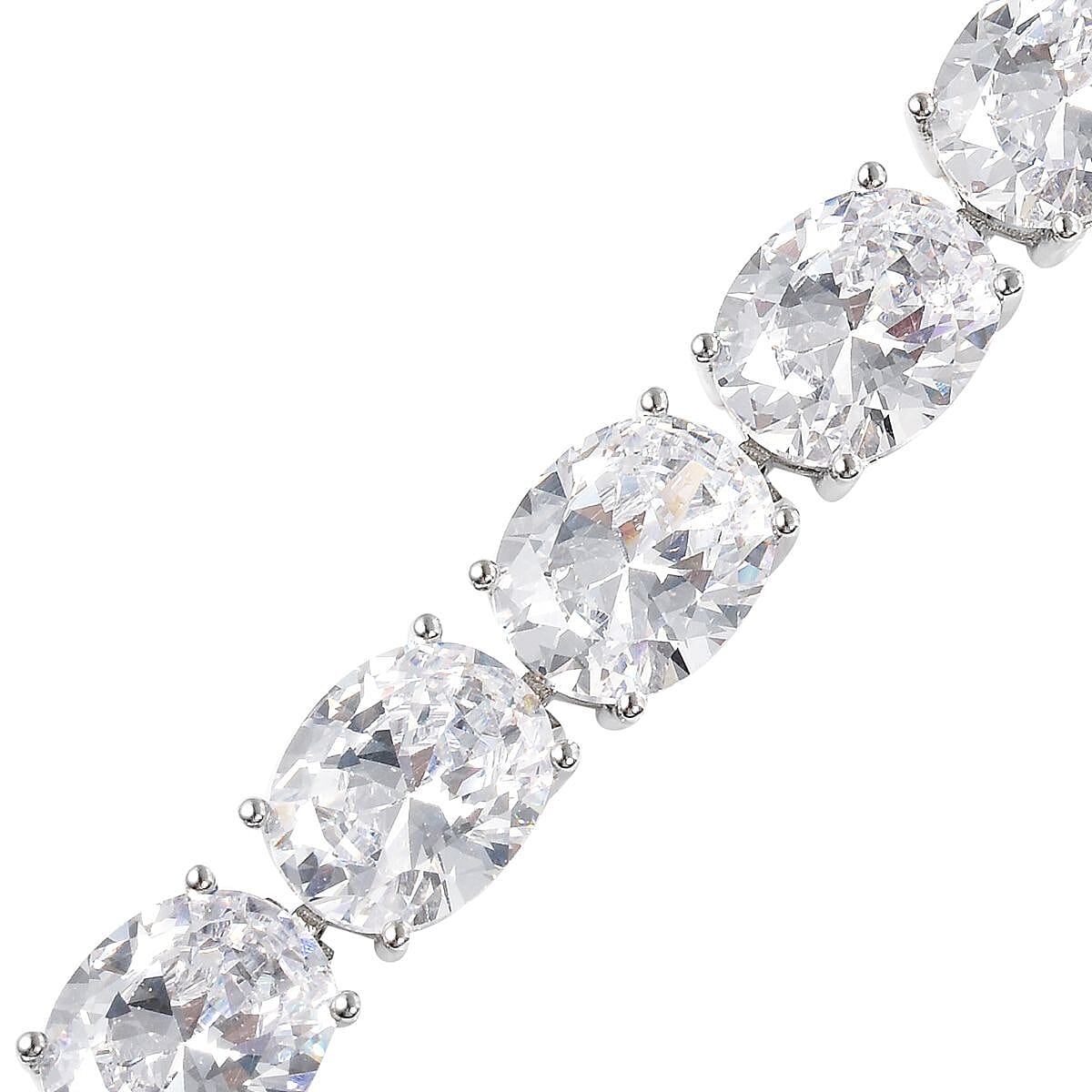 Simulated Diamond Bracelet in Silvertone (8.00 In)