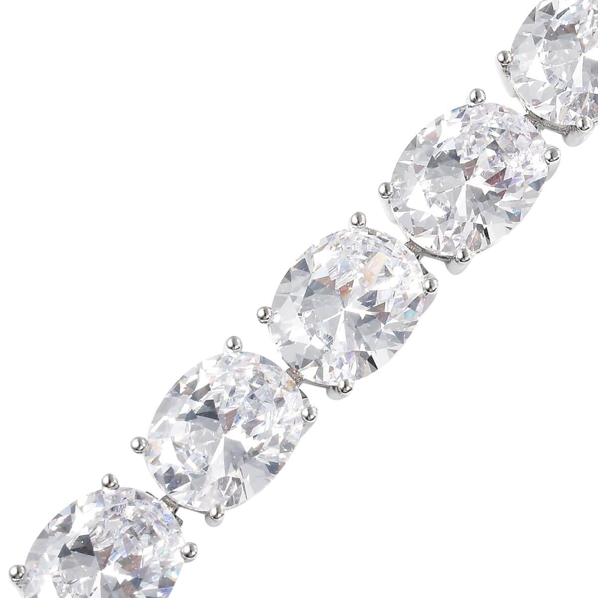 Simulated Diamond Bracelet in Silvertone (8.00 In) image number 3