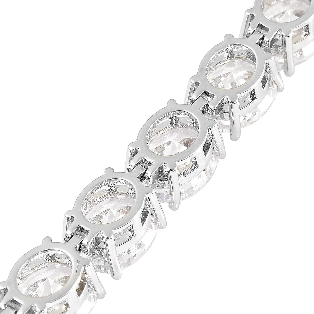 Simulated Diamond Bracelet in Silvertone (8.00 In)