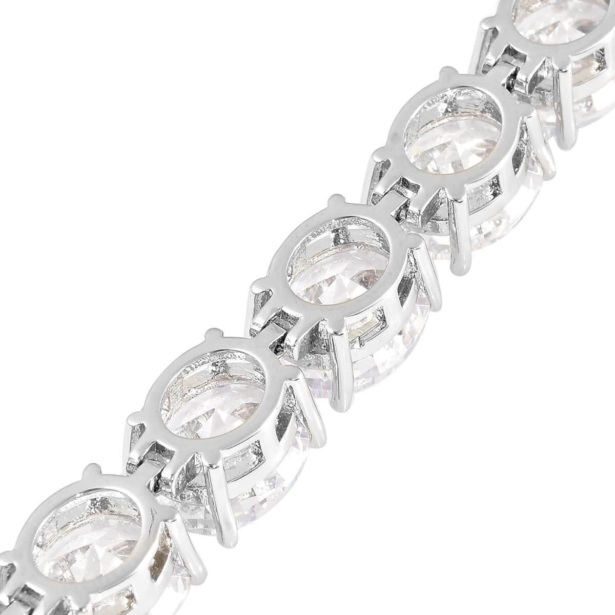 Simulated Diamond Bracelet in Silvertone (8.00 In) image number 4
