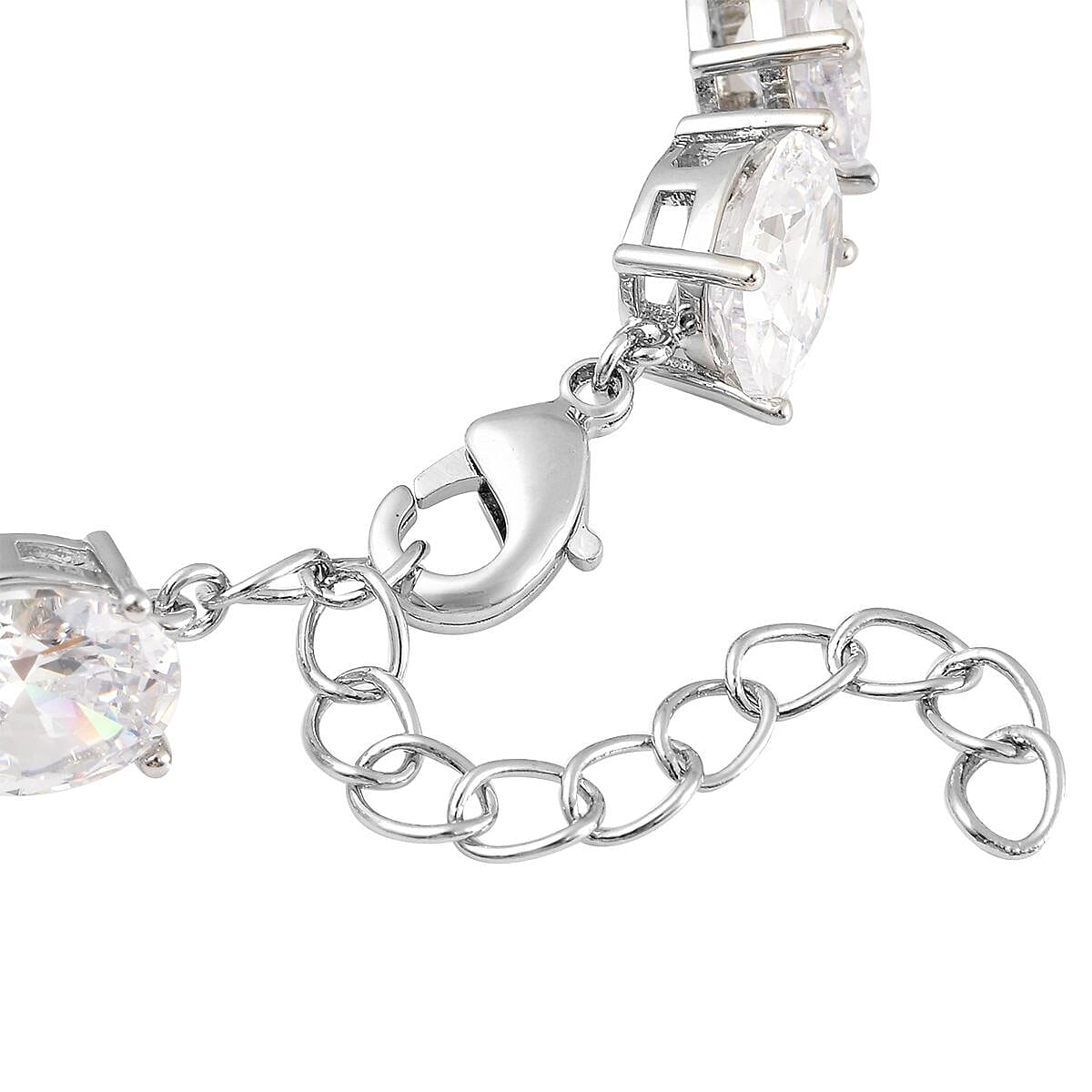 Simulated Diamond Bracelet in Silvertone (8.00 In)
