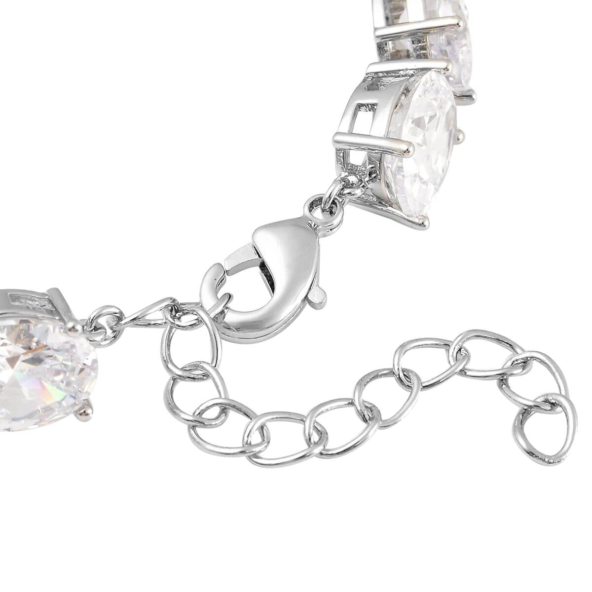 Simulated Diamond Bracelet in Silvertone (8.00 In) image number 5