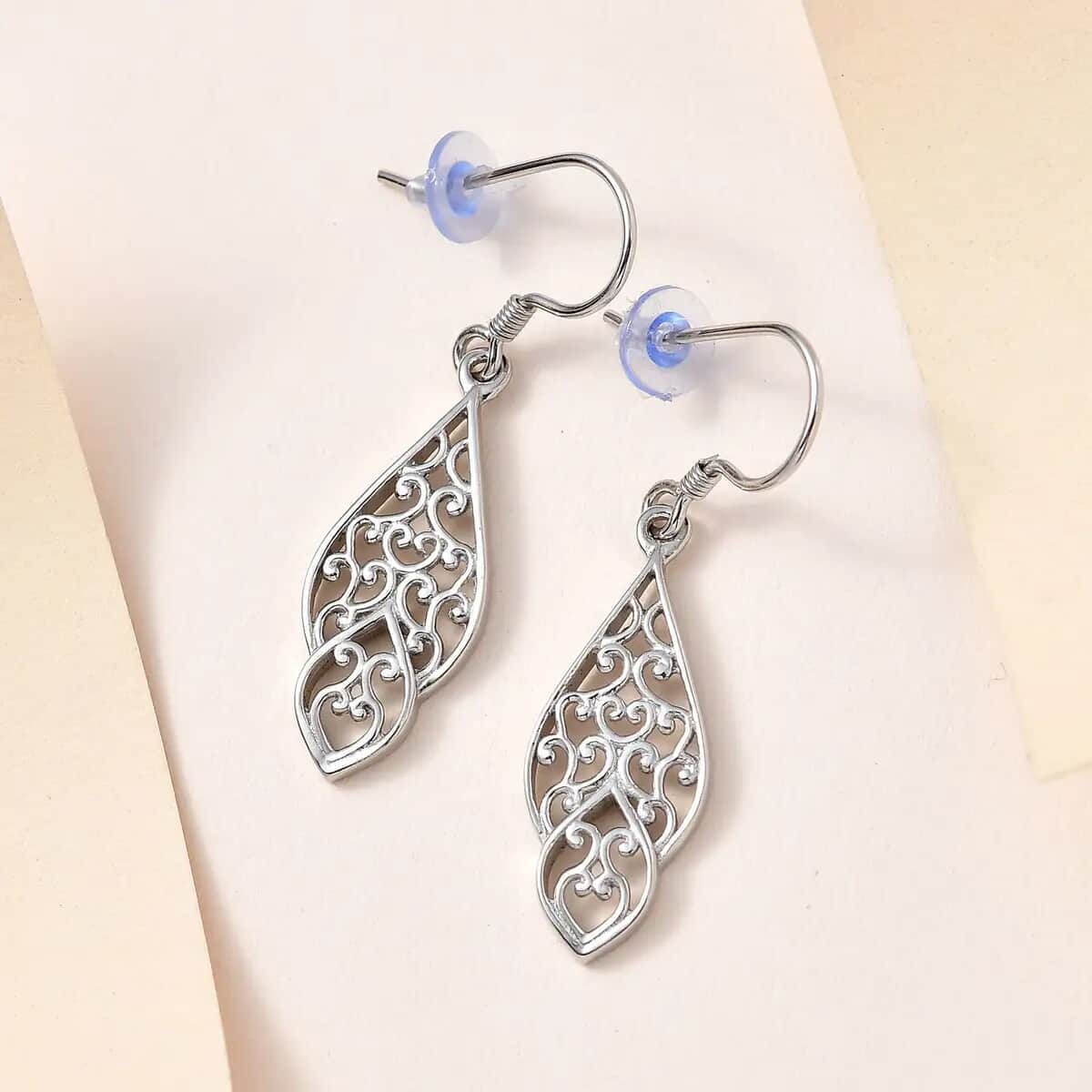 Openwork Earrings in Platinum Over Sterling Silver (3.92 g) image number 1