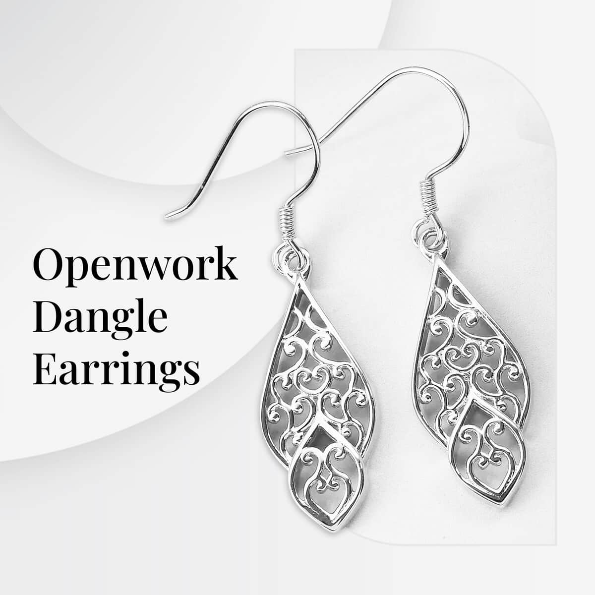 Openwork Earrings in Platinum Over Sterling Silver (3.92 g) image number 3