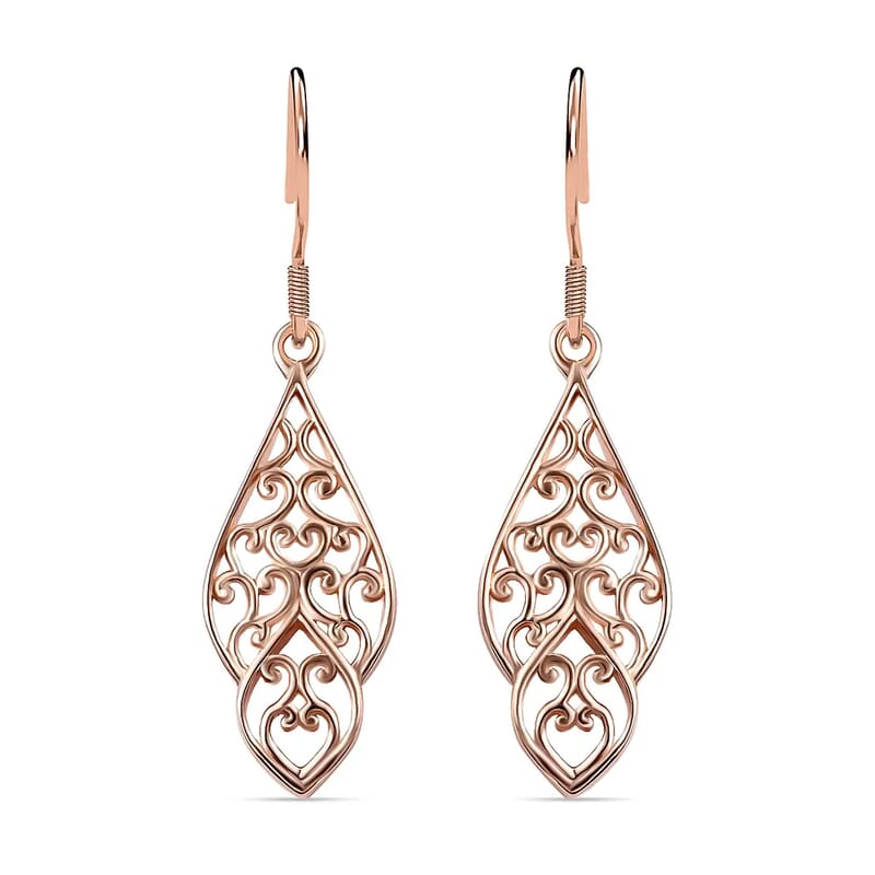 D'Joy Openwork Earrings in 14K Rose Gold Over Sterling Silver 4.35 Grams