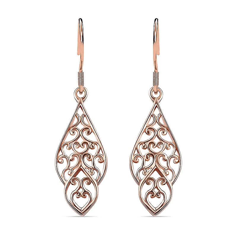 D'Joy Openwork Earrings in 14K Rose Gold Over Sterling Silver 4.35 Grams