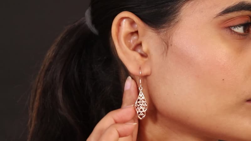 Openwork Earrings in Platinum Over Sterling Silver (3.92 g)