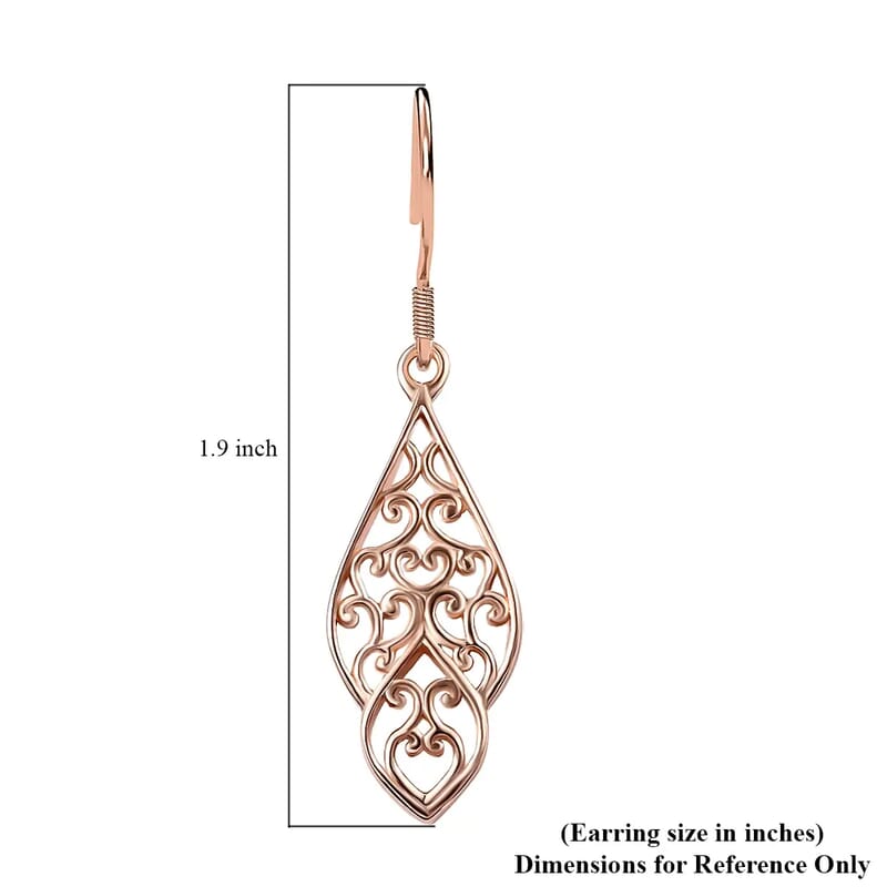 D'Joy Openwork Earrings in 14K Rose Gold Over Sterling Silver 4.35 Grams